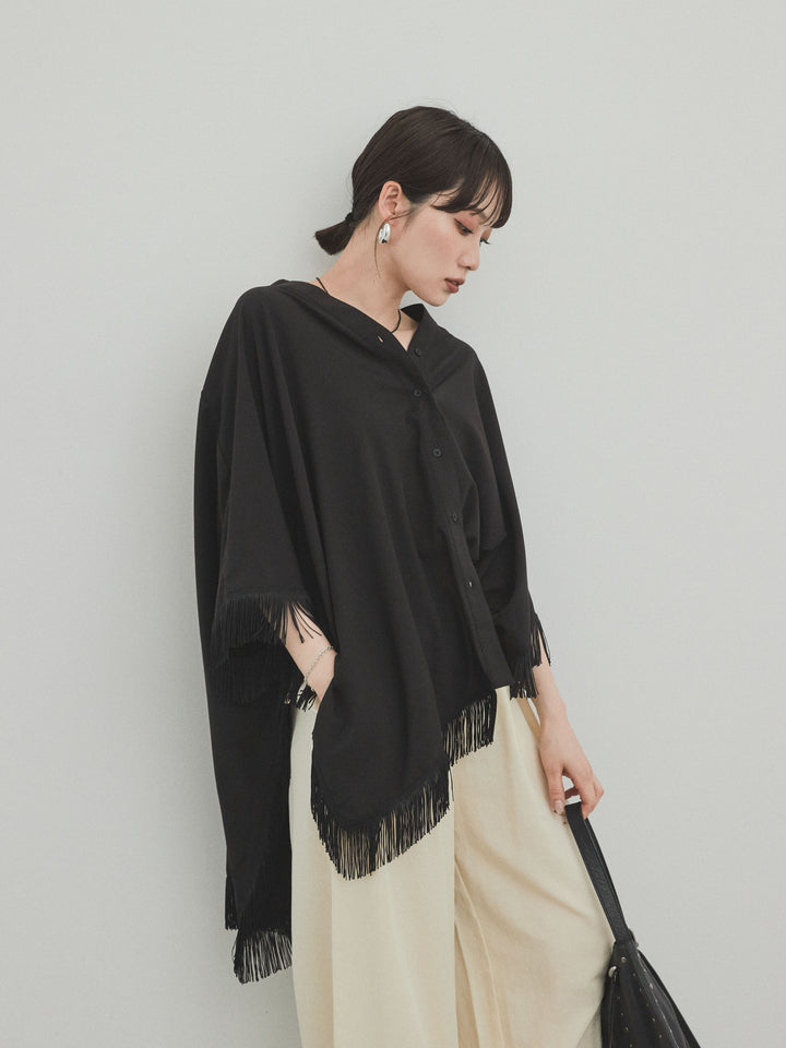 [SET] 方形流蘇斗篷襯衫 + 方形流蘇斗篷襯衫（2 件套）
