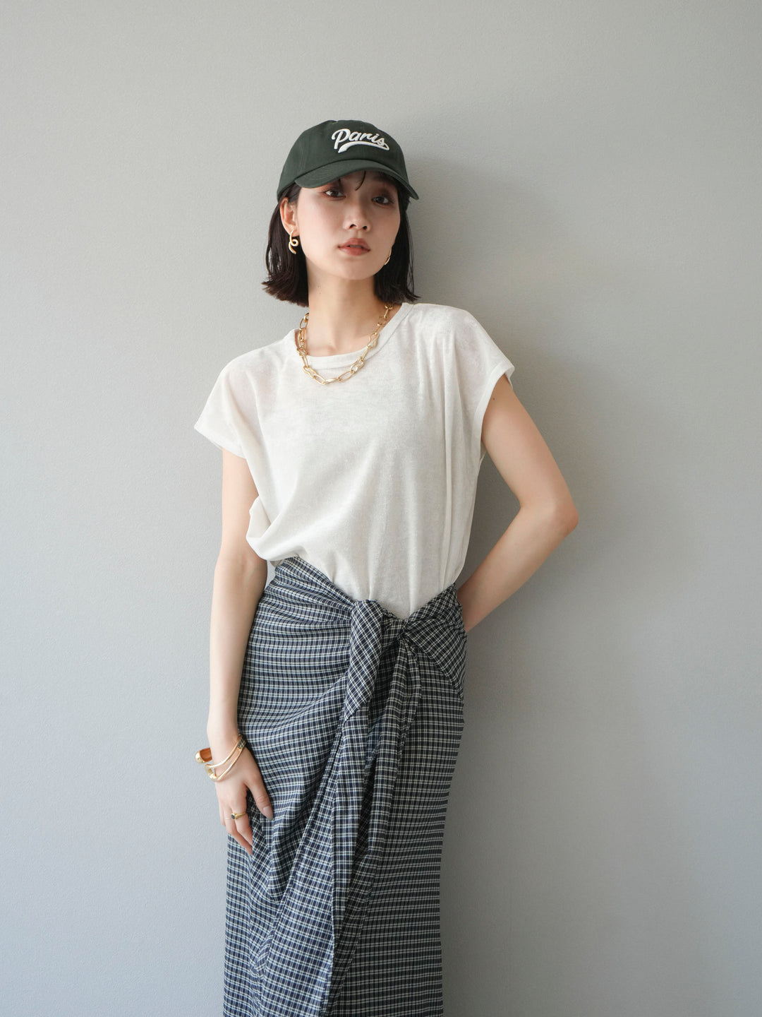 [SET]シアーベロアプルオーバー+サイド巻きツイルスカート(2set)