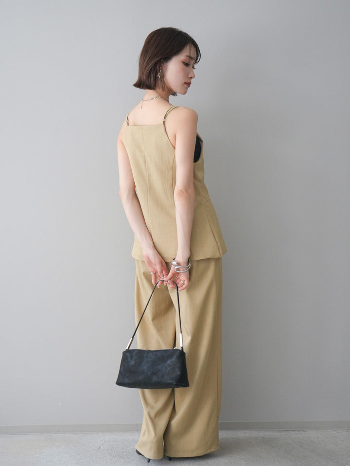 [予約]異素材ドッキングメニータックワイドパンツ/beige