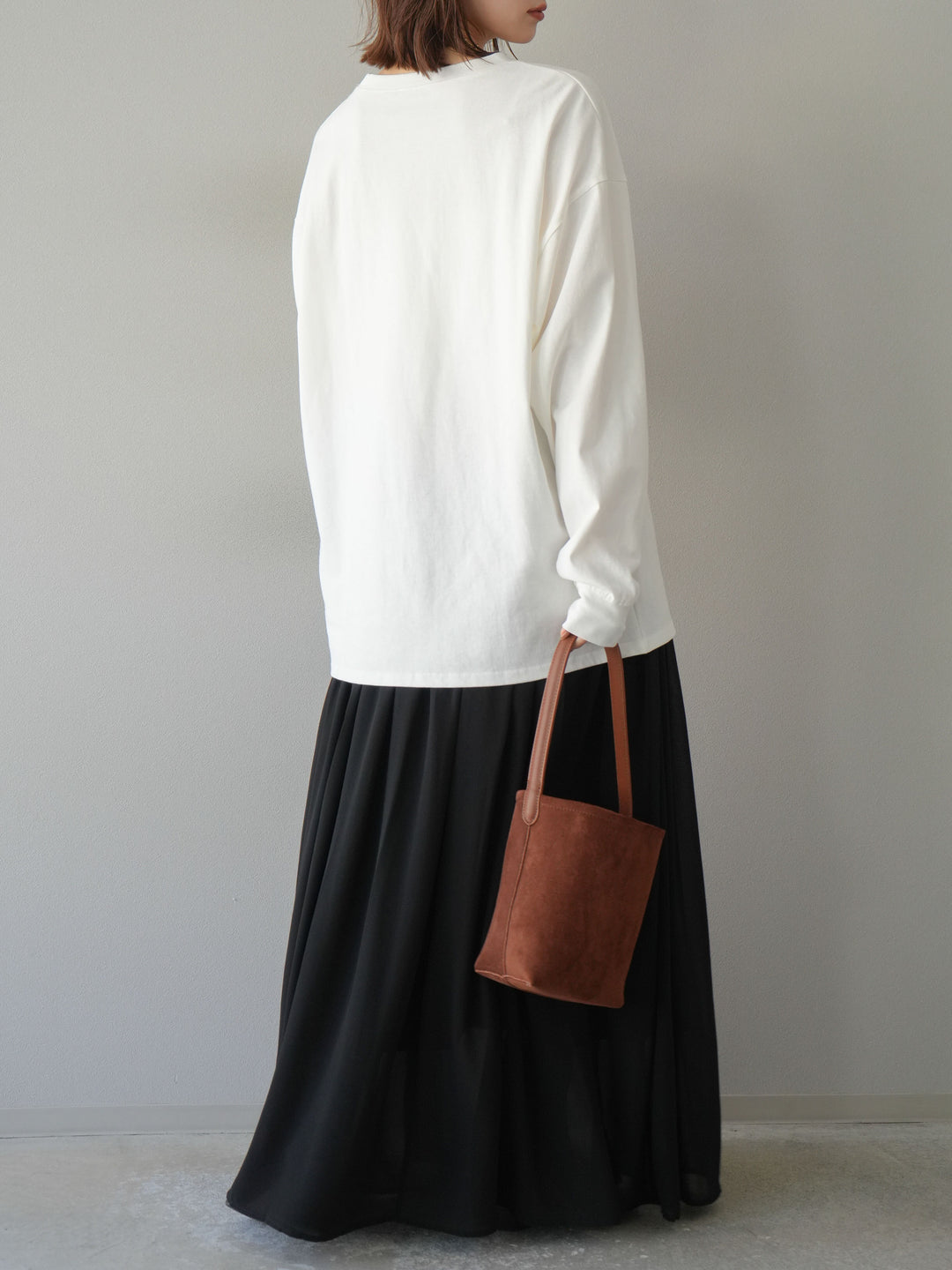 [予約]シフォンフレアスカート/ブラック