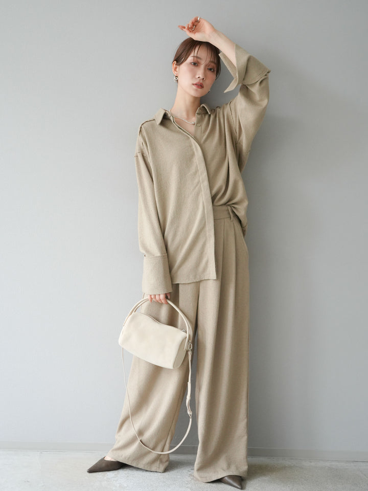[予約]ネップワイドパンツ/ベージュ