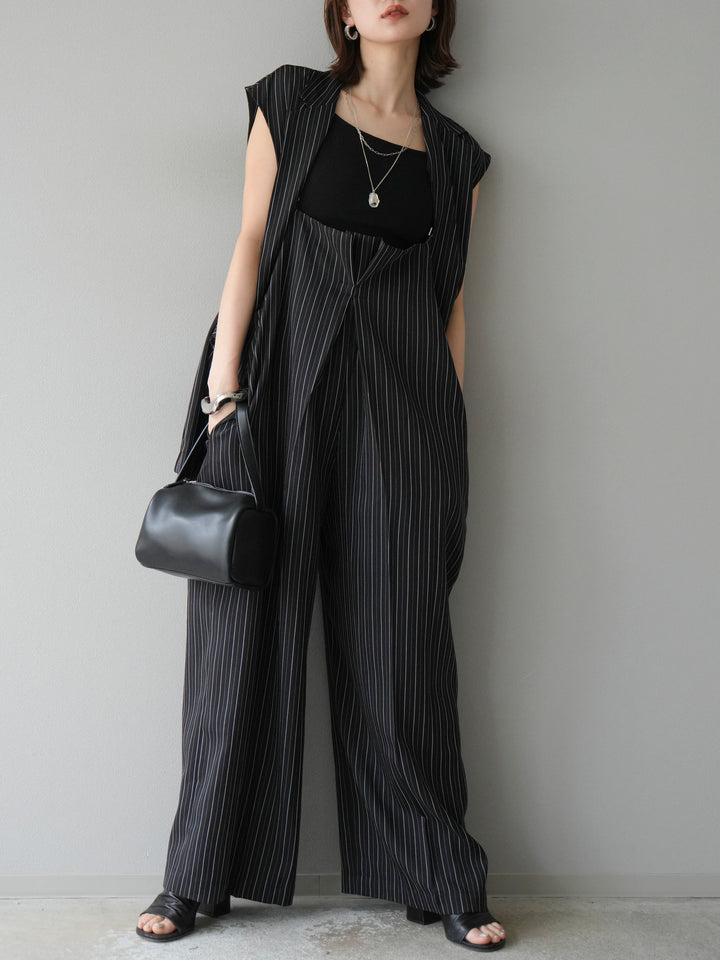 [SET]ヘリンボーンストライプジレ+ヘリンボーンストライプサロペット(2set)