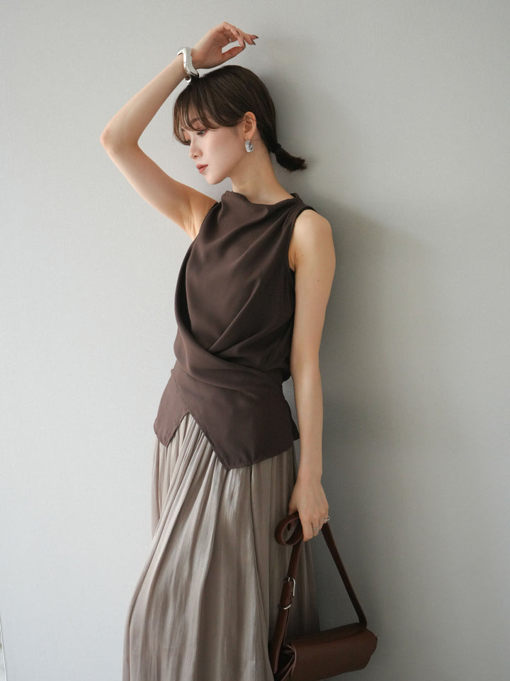 [SET]ノースリーブトップス＆シャイニーフレアスカートSET UP/(2set)