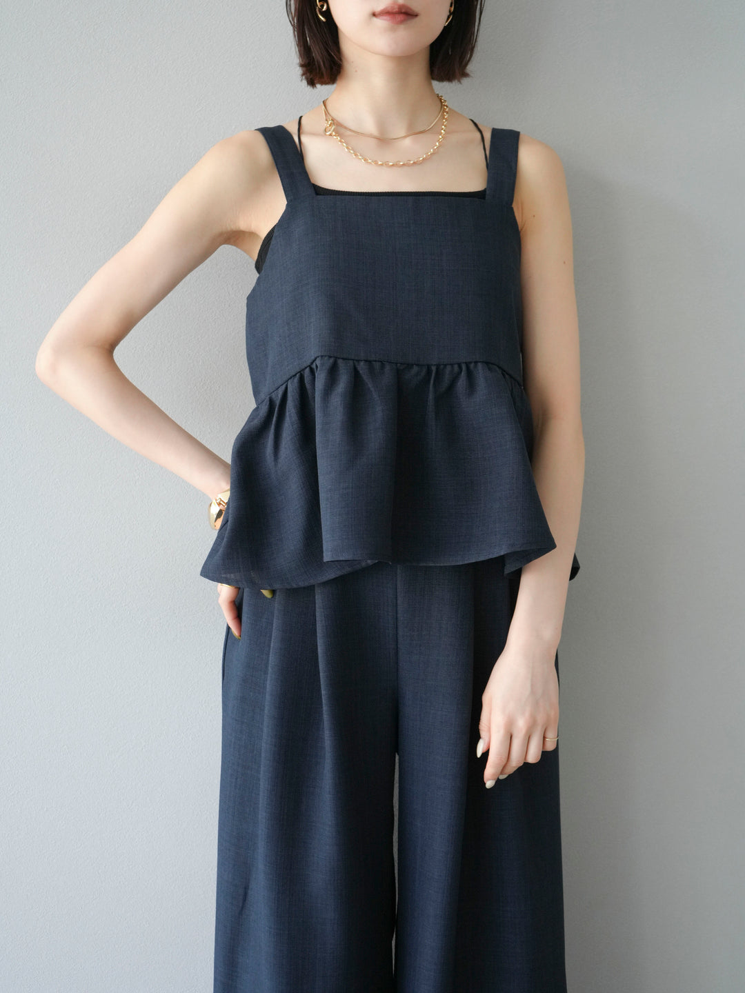 [予約]リネンライクビスチェ/チャコール