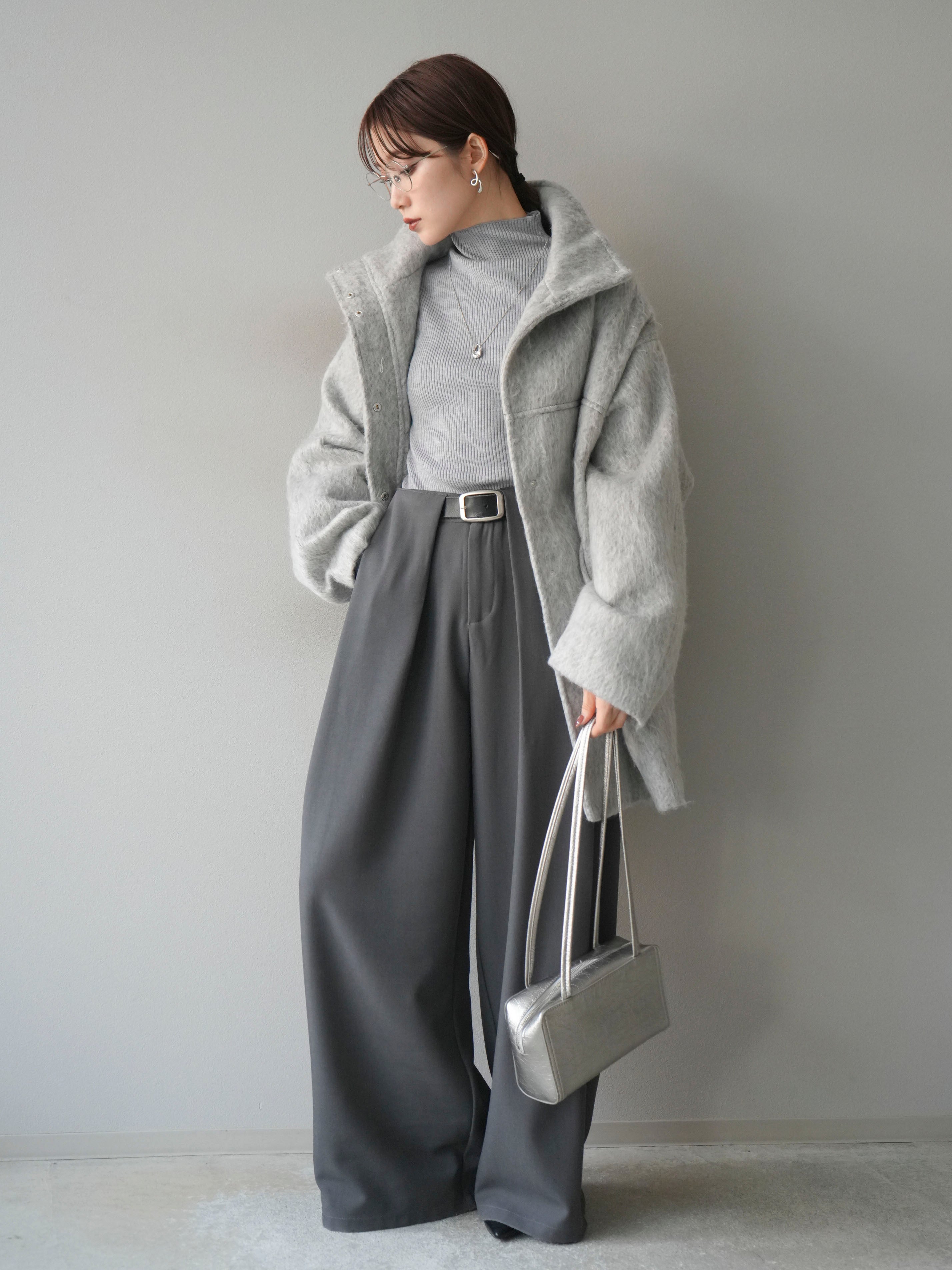 予約]スタンドカラーシャギーコート/mokugray – Lumier