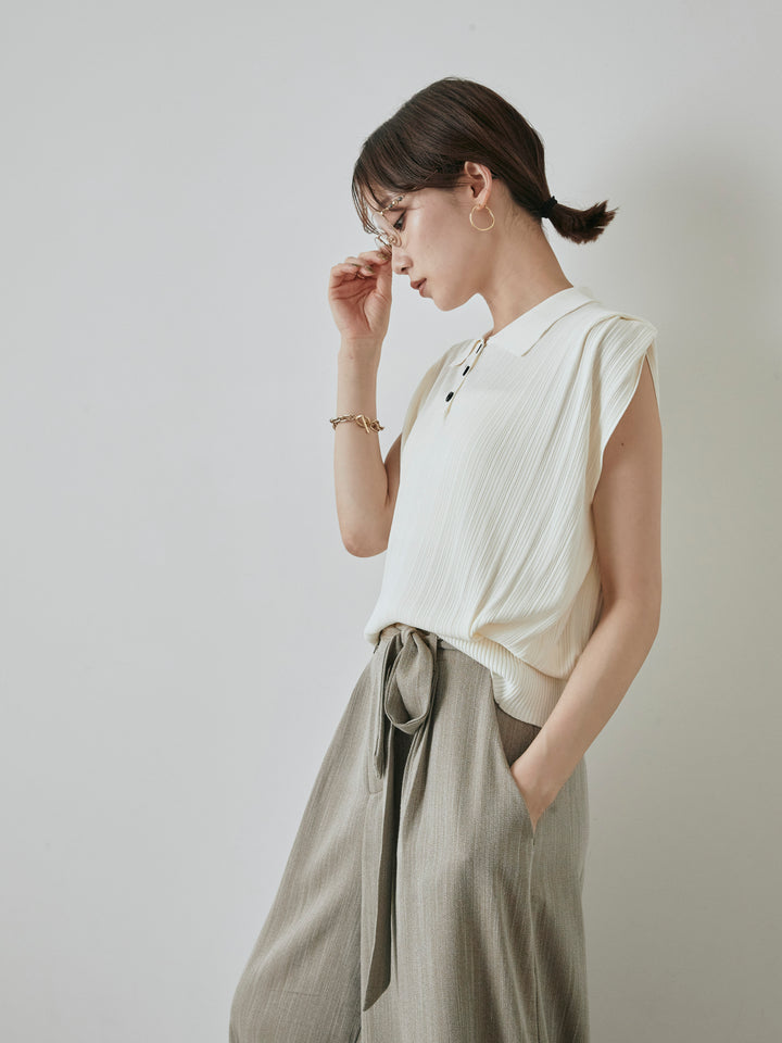 [予約]ランダムリブポロニットベスト/オフ