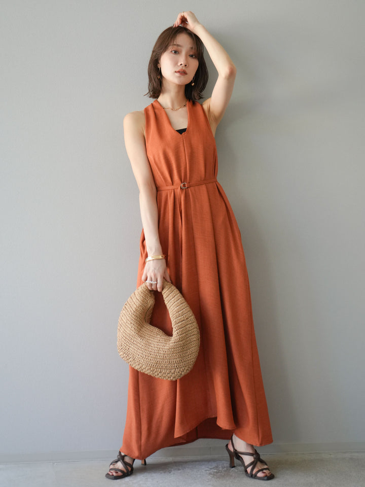 【預購】環形設計不均勻染色洋裝/橘色