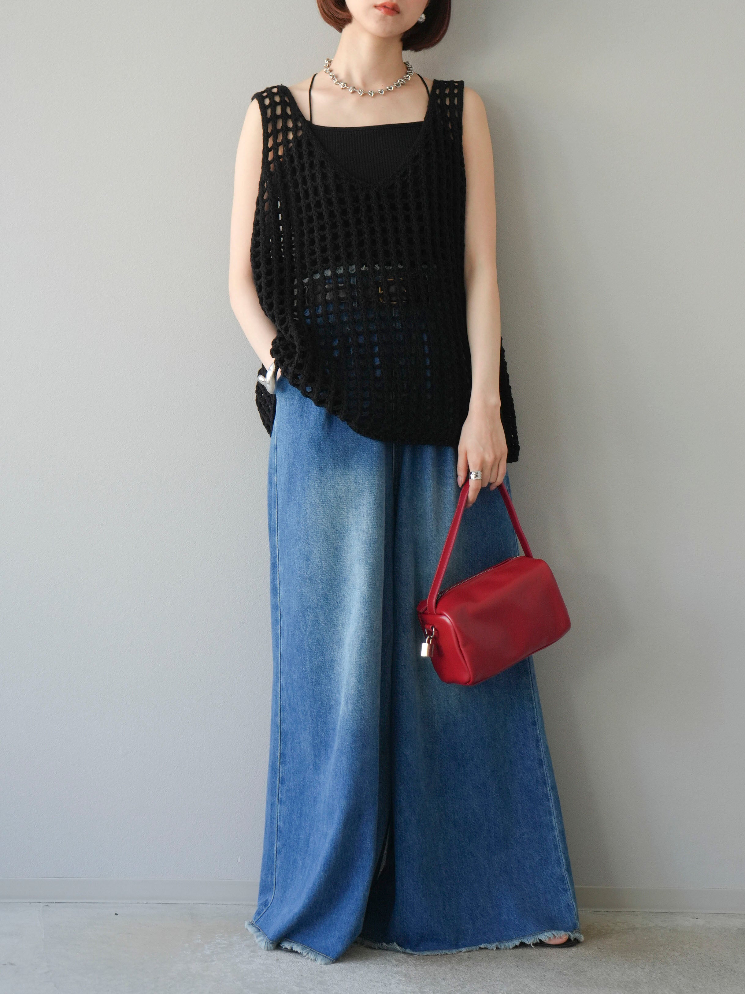 予約]メッシュニットベスト/ブラック – Lumier