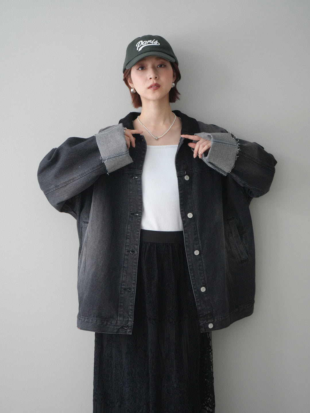 [予約]コーデュロイ×デニムミドルジャケット/gray