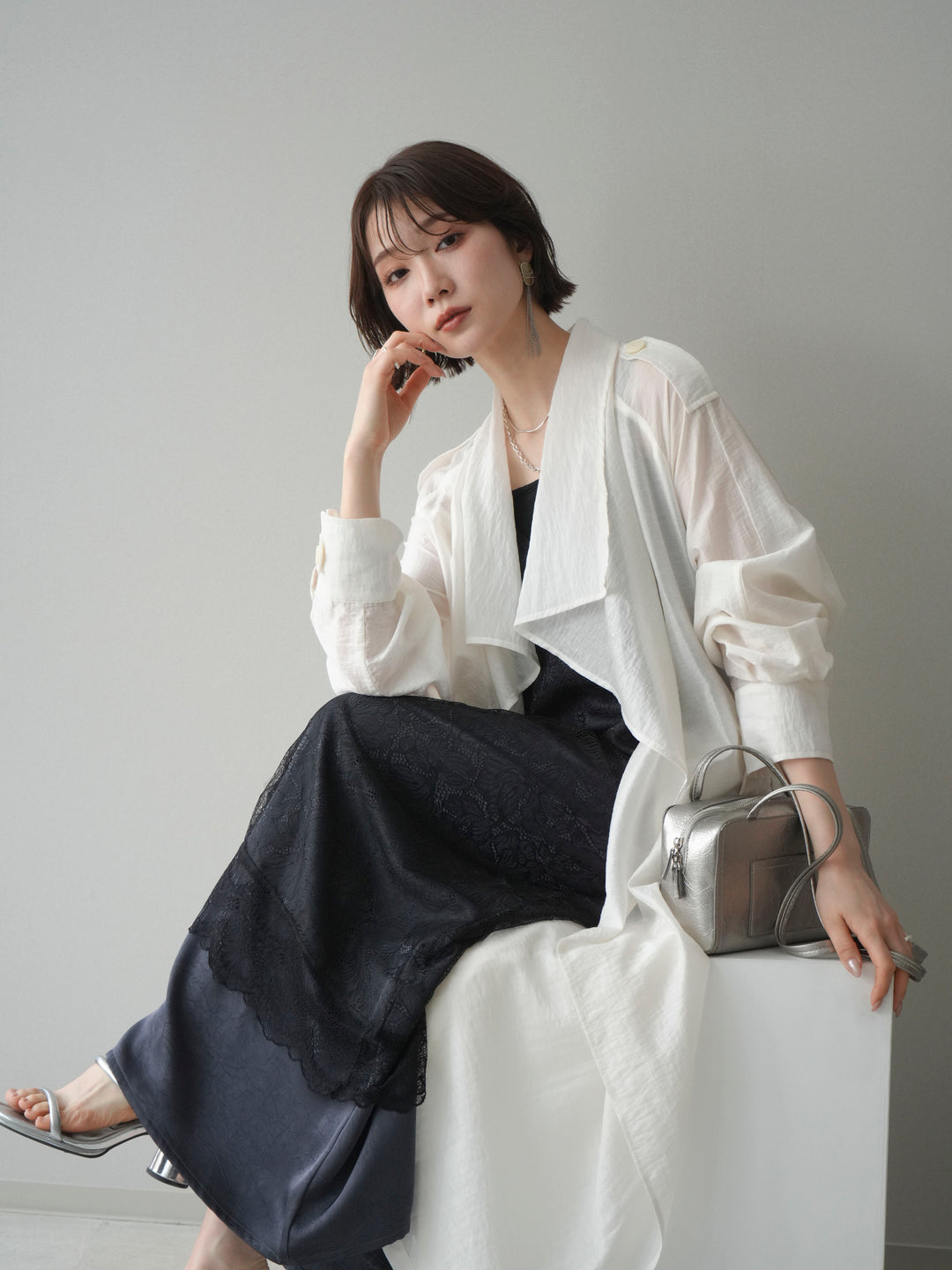 [予約]シアートレンチロングコート/ivory