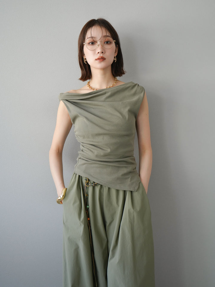 [SET]タックデザイントップス＆ビーズベルト付きパンツSET UP(2set)