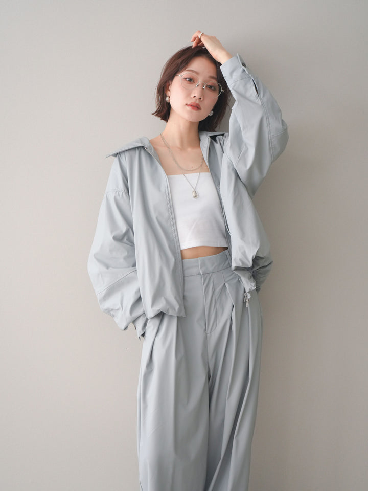 [予約]ウォッシャブルフェイクレザーバルーンジャケット/blue