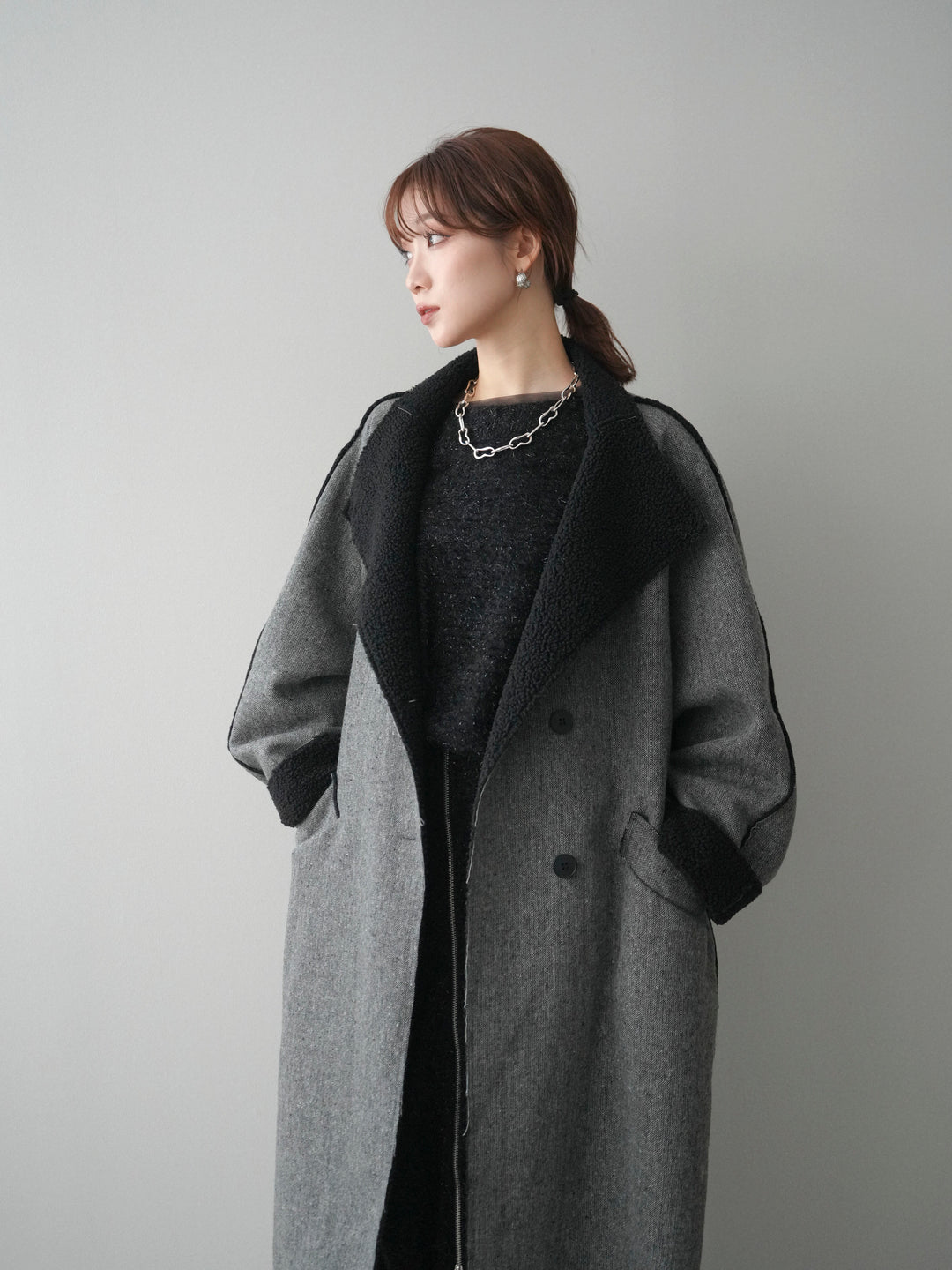 [予約]アウトシーム裏ボアコート/gray