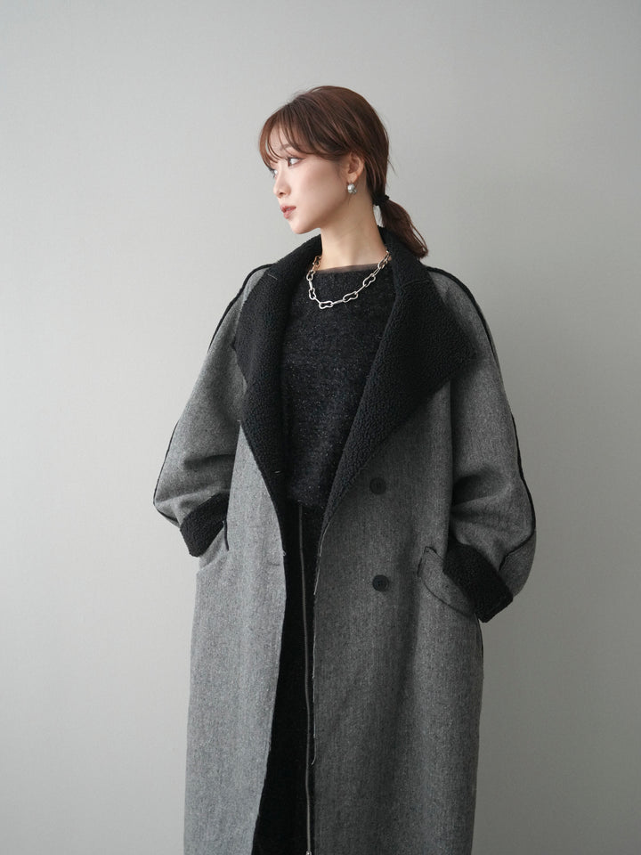 [予約]アウトシーム裏ボアコート/gray