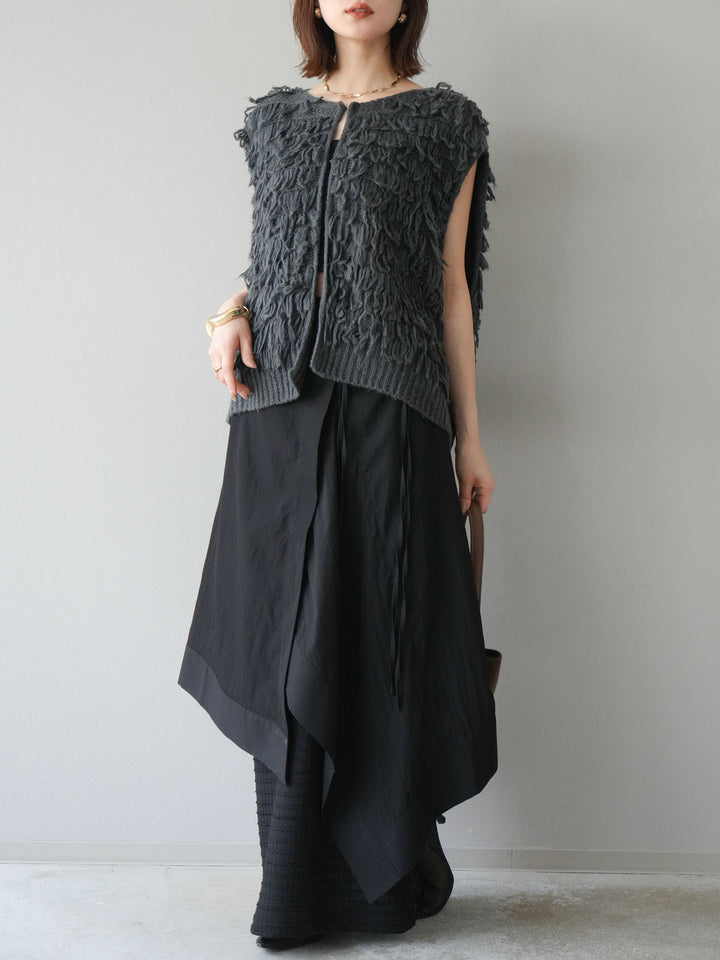 [予約]アシンメトリーレイヤードスカート/ブラック