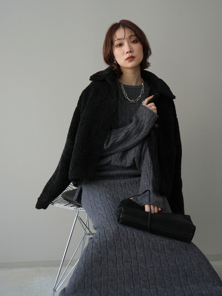 [予約]エコファーステンカラージャケット/black