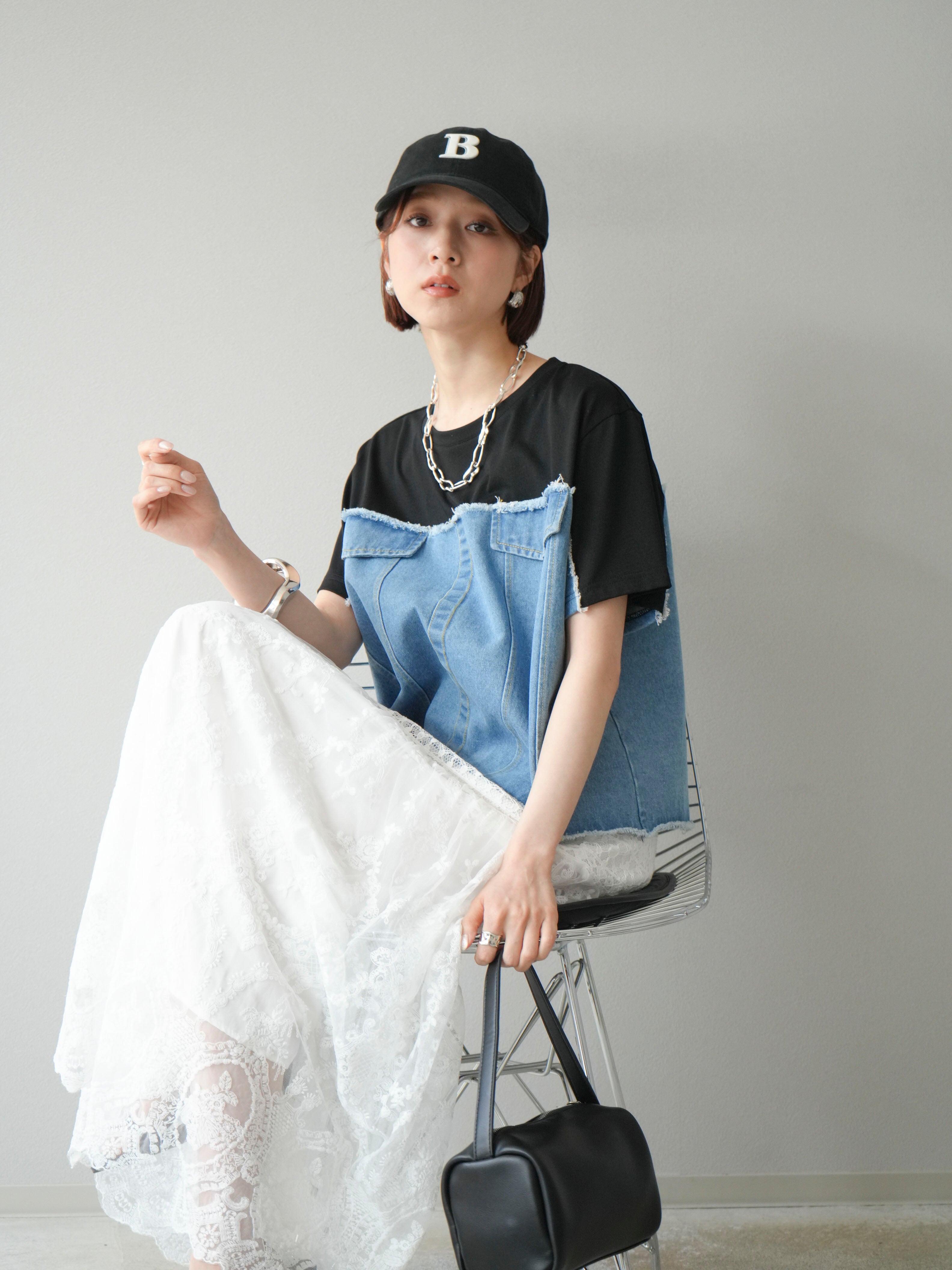 予約]デニムドッキングTシャツ/ブラック – Lumier