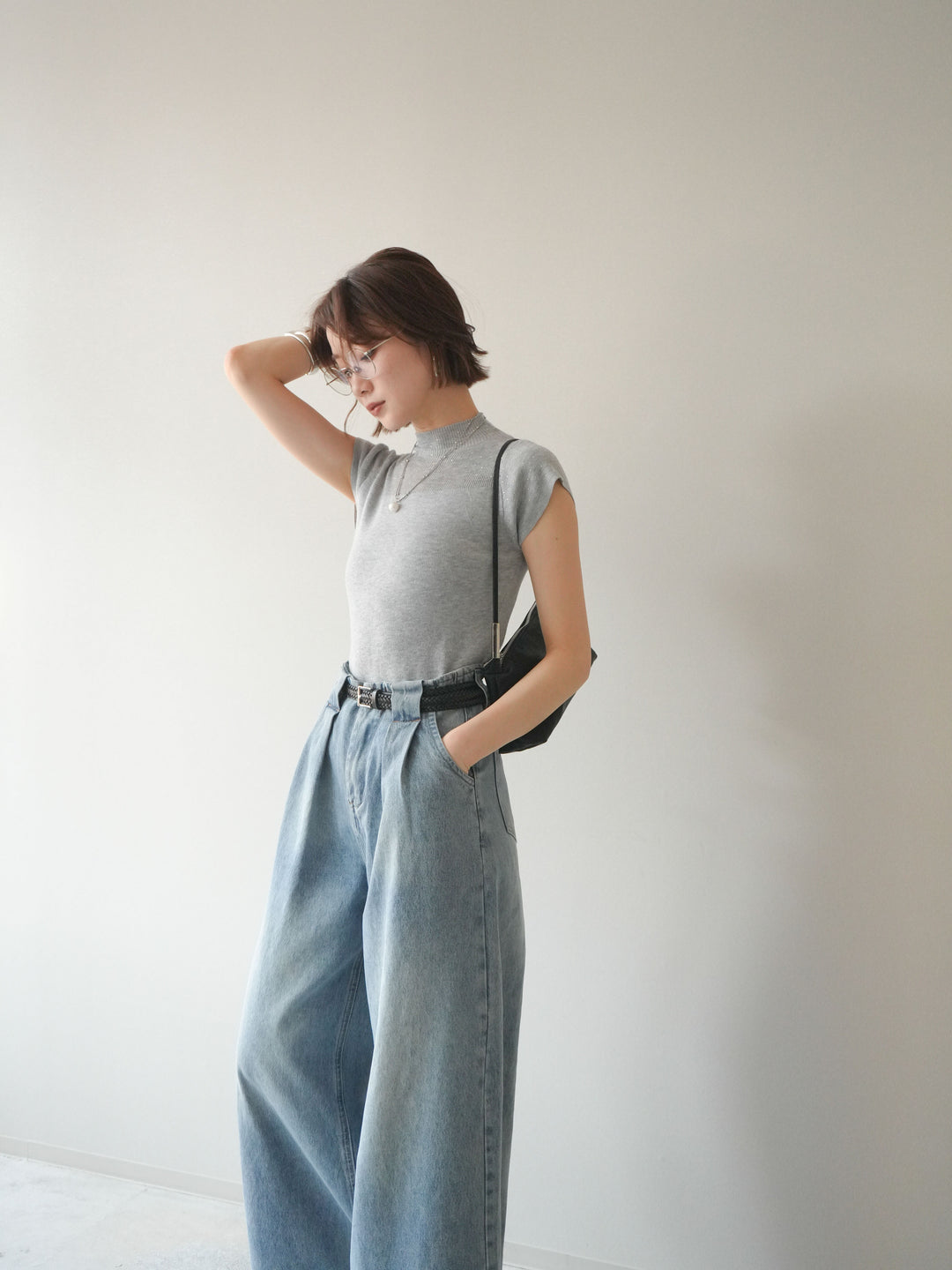 [SET]ビジューシアーフレンチニット+選べるアクセセット(2set)