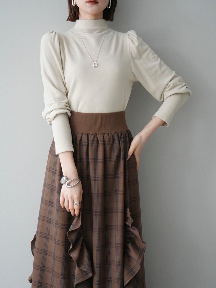 [予約]プチネックパワーショルダー起毛トップス/ivory