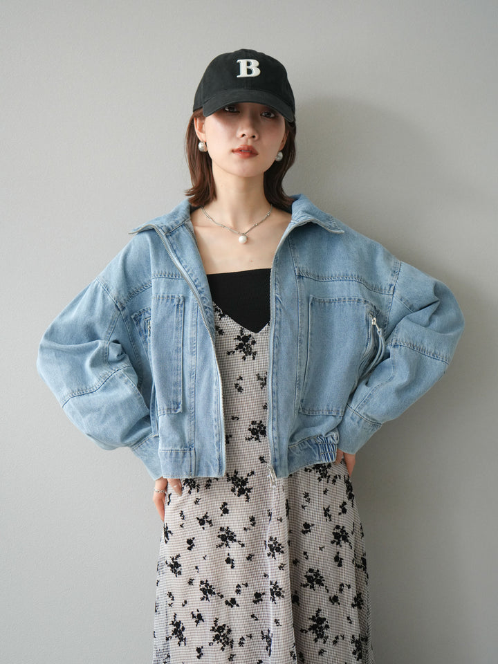 [予約]ZIPポケットデニムショートブルゾン/ブリーチ