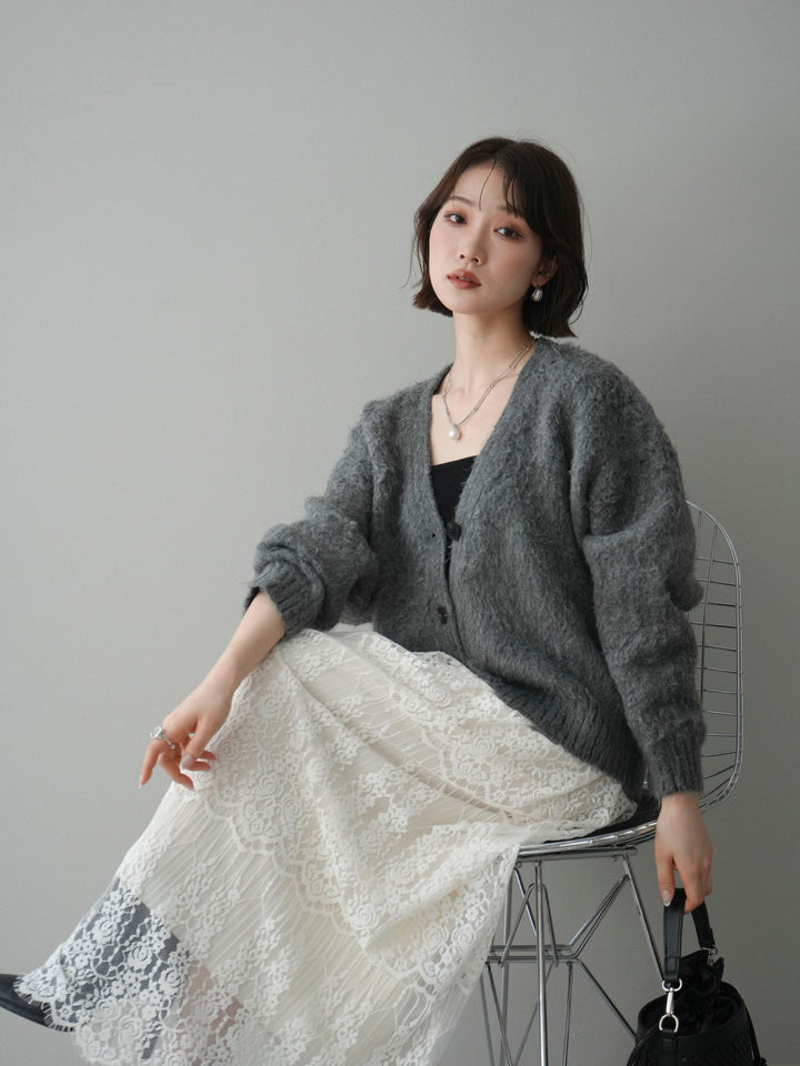 [予約]起毛シャギーニットカーディガン/gray