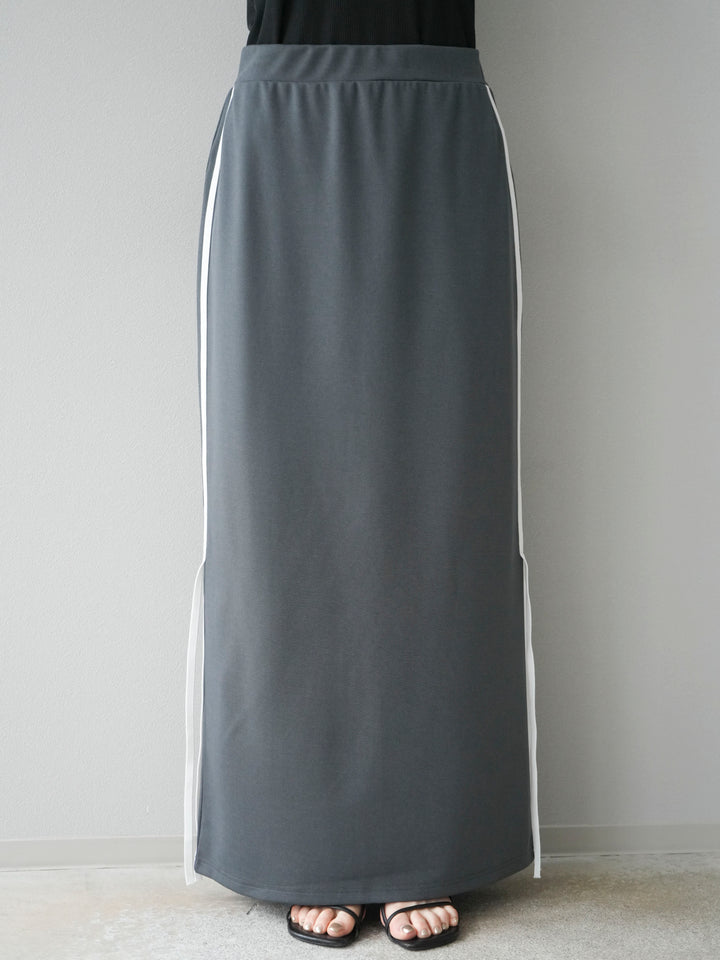 [予約]サイドラインジャージナロースカート/チャコール