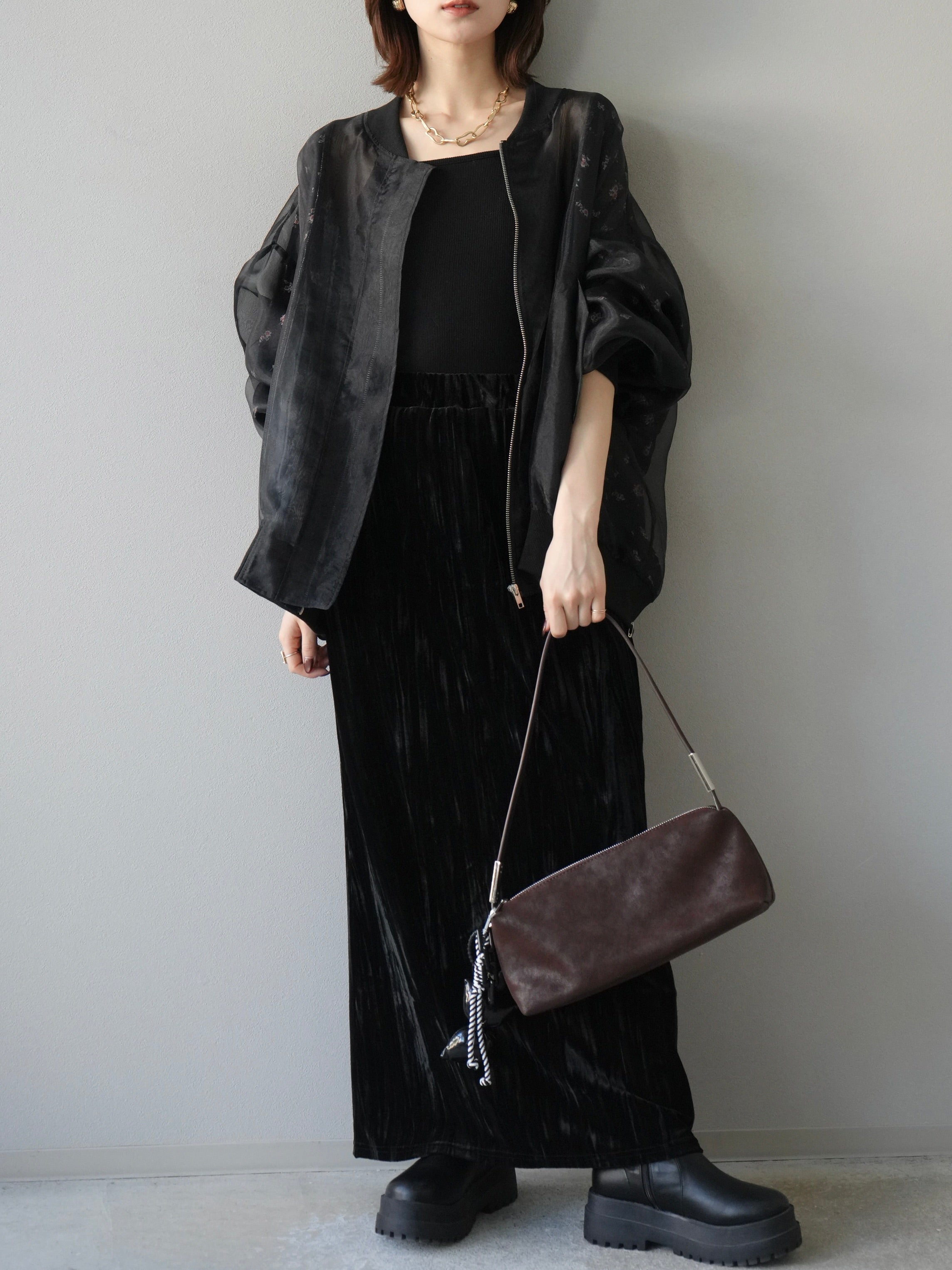 予約]フラワーチュールドッキングブルゾン/ブラック – Lumier