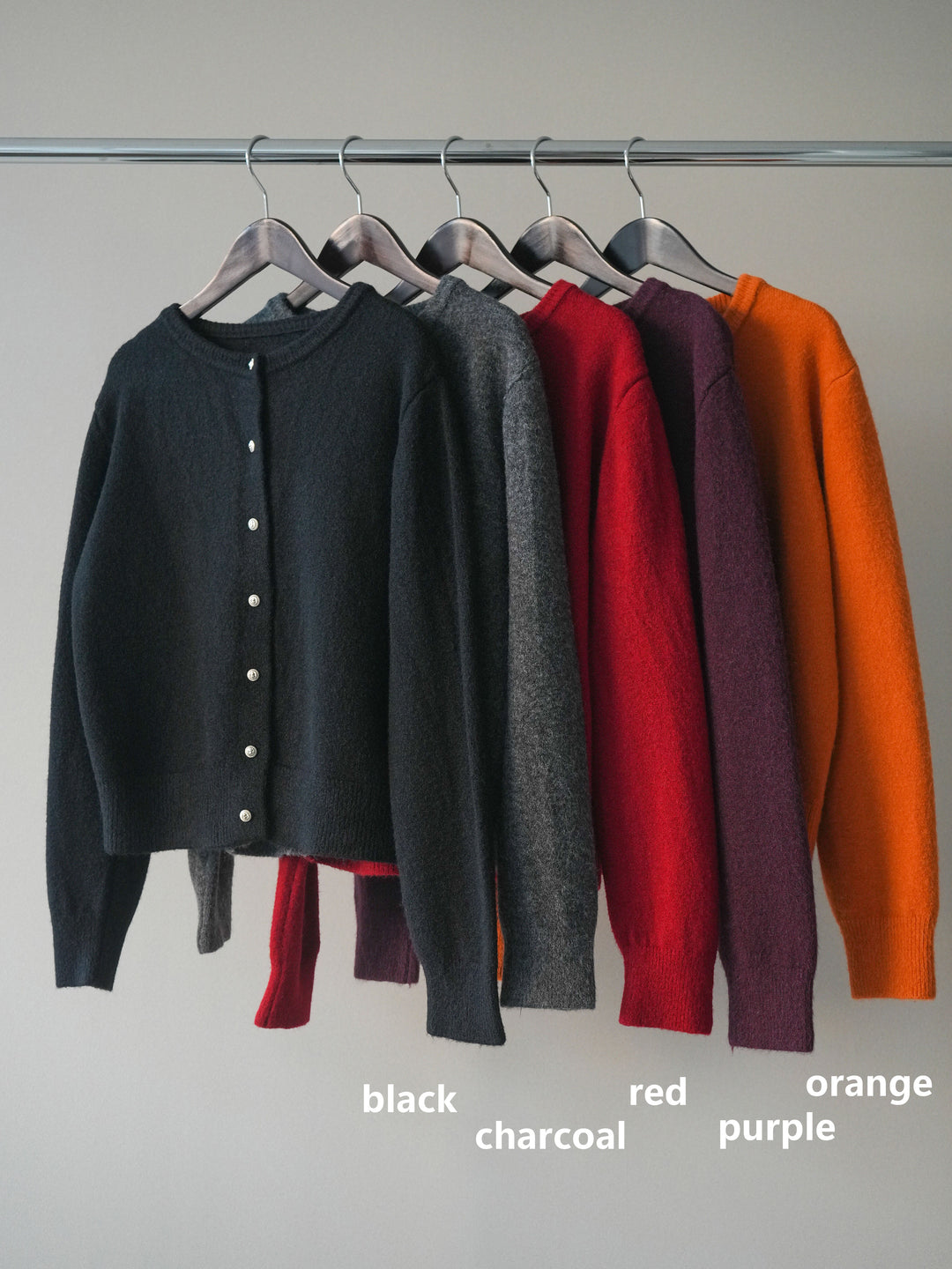 [SET]アンティークボタンニットカーディガン+アニマル柄ベルト付きウールタッチワイドパンツ(2set)