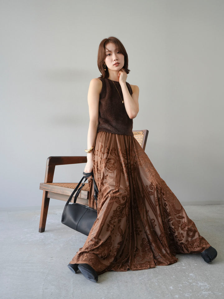 [予約]シャギーニットタンクトップ/ブラウン