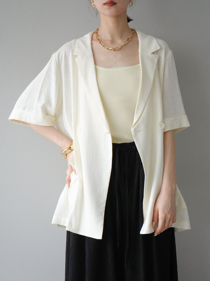 [予約]ライトリネンハーフスリーブジャケット/オフ