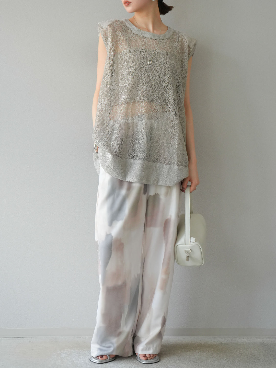 [予約]シャイニーレースプルオーバー/グレー