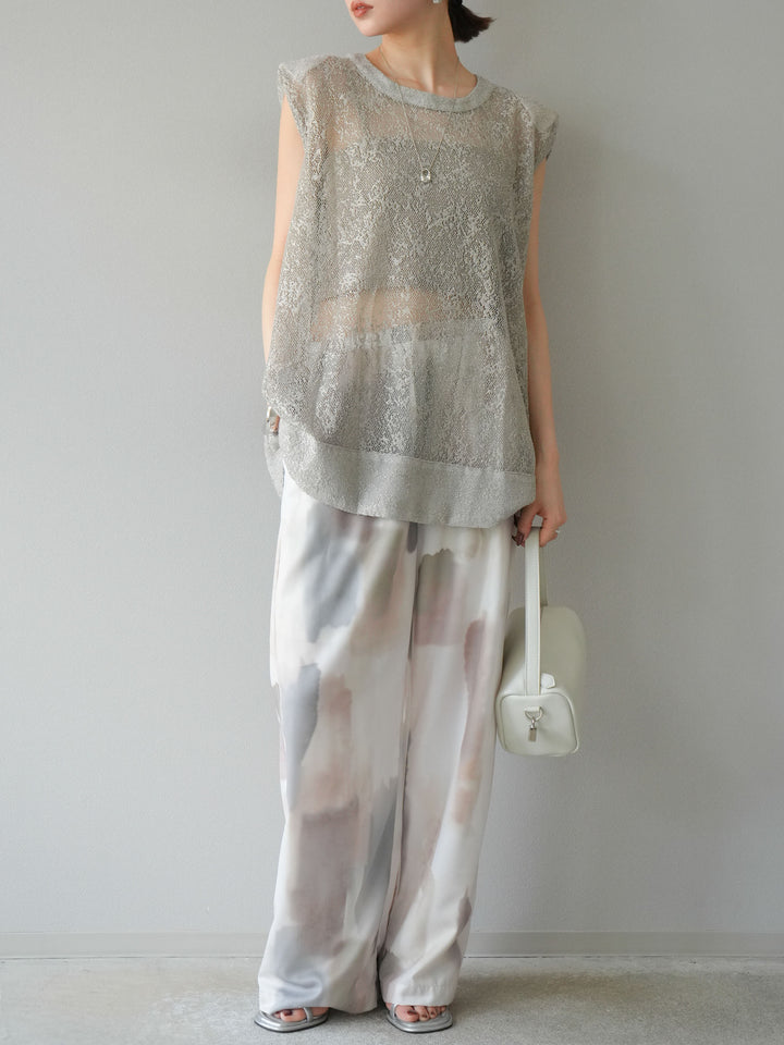 [予約]シャイニーレースプルオーバー/グレー