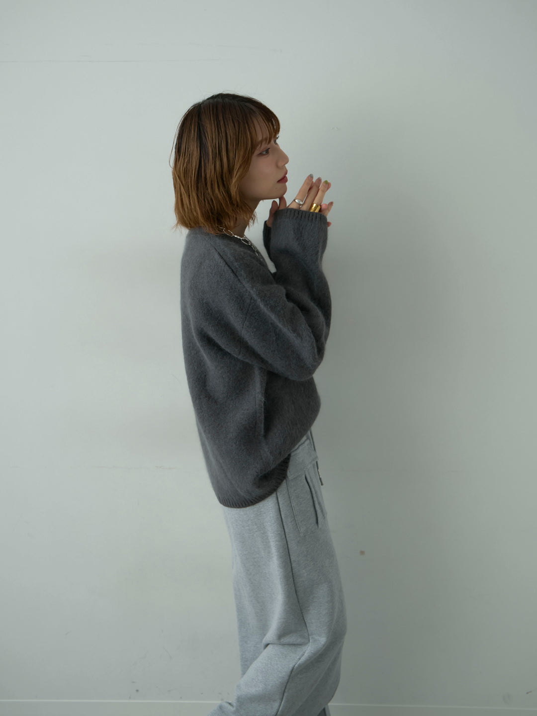 [予約]ソフトシャギークルーネックプルオーバー/darkgray