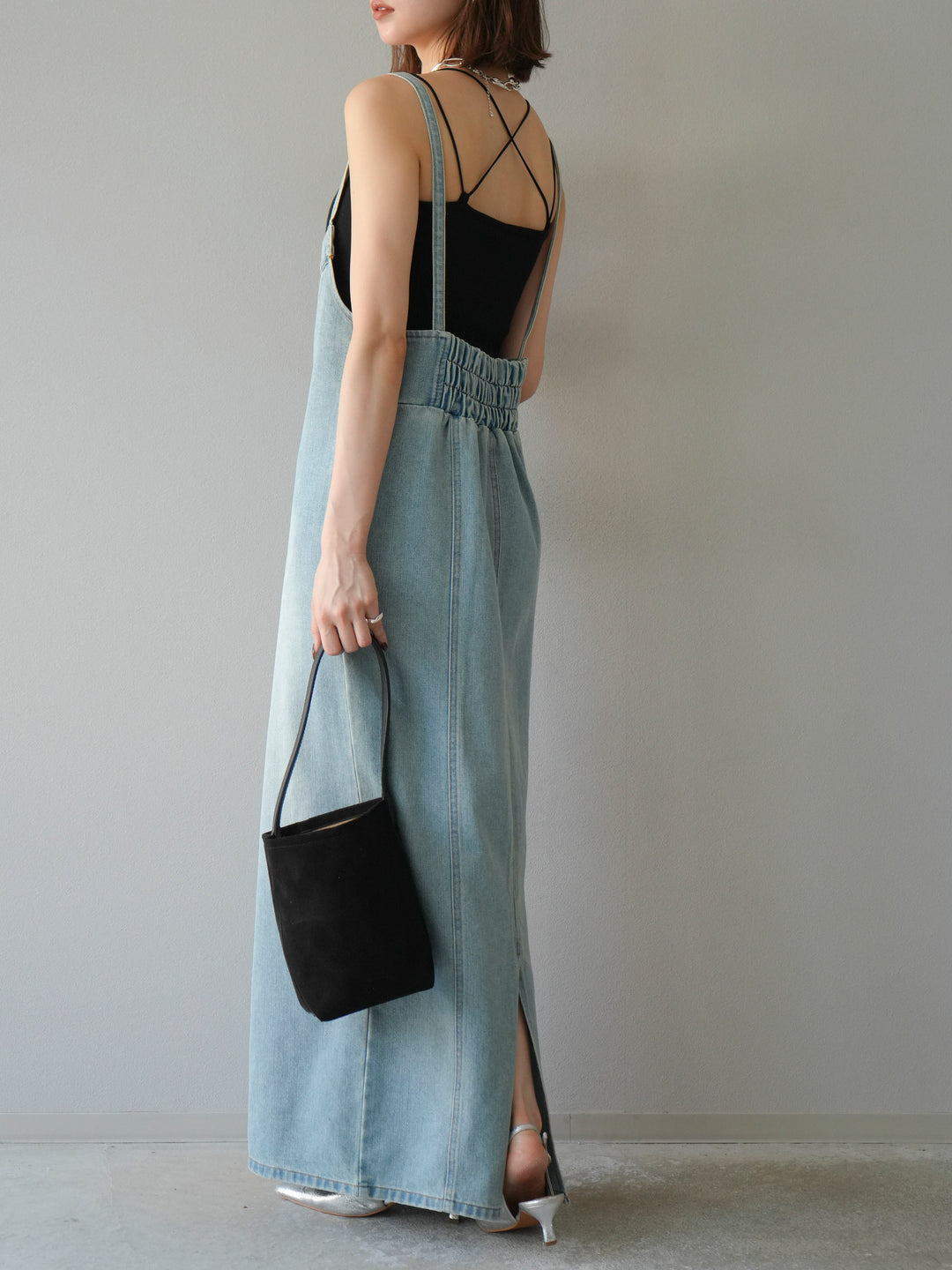 【預購】不對稱牛仔洋裝/奶白色