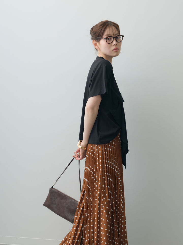 [SET]ラッフルドッキングTEE+ドットアコーディオンプリーツスカート(2set)