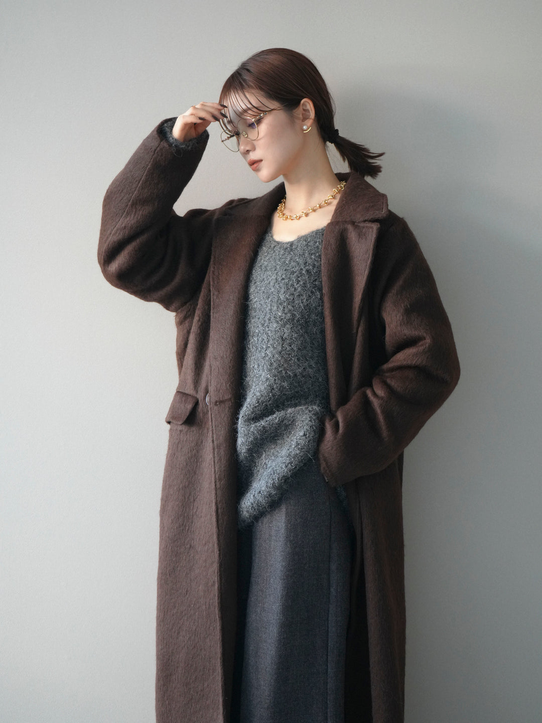 [予約]ソフトシャギーチェスターコート/brown