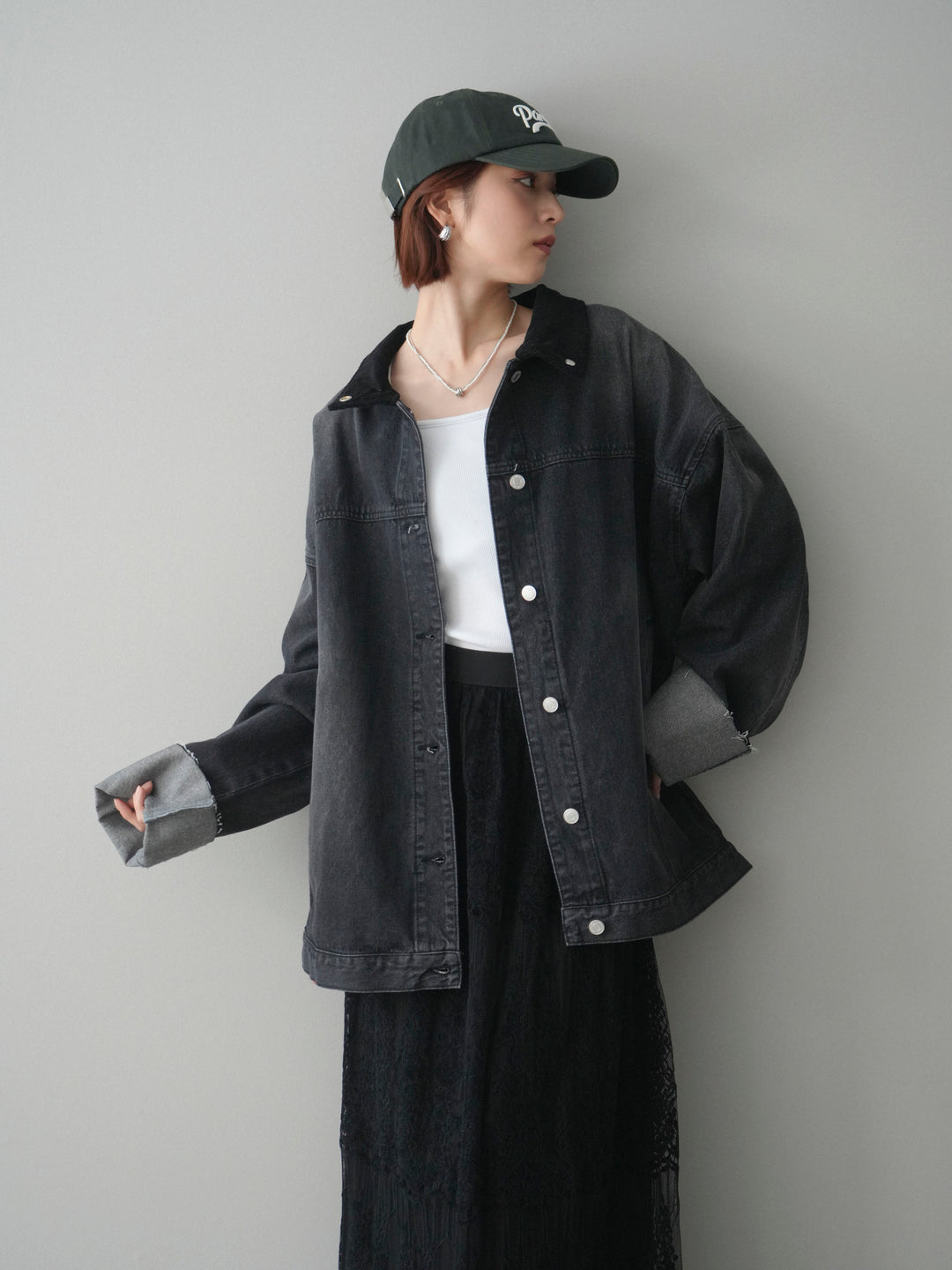 [予約]コーデュロイ×デニムミドルジャケット/gray