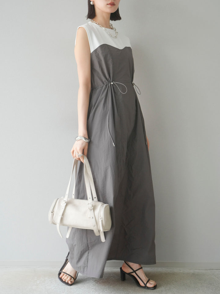 [SET] 剪裁對接尼龍洋裝 + 可選飾品套裝 (2 套)