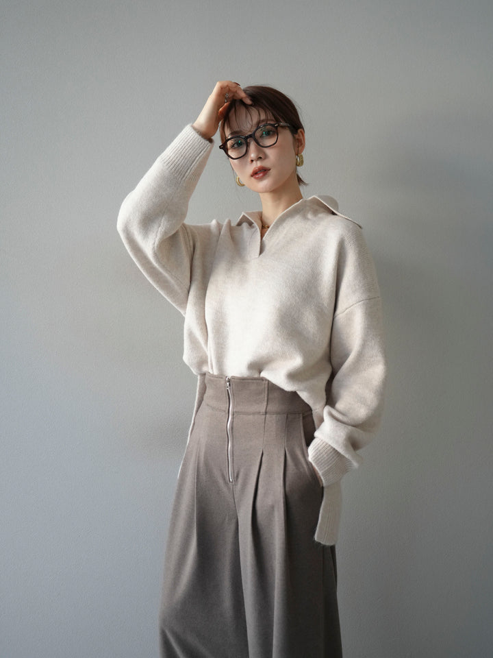 [予約]スキッパーオーバーニットプルオーバー/oatmeal