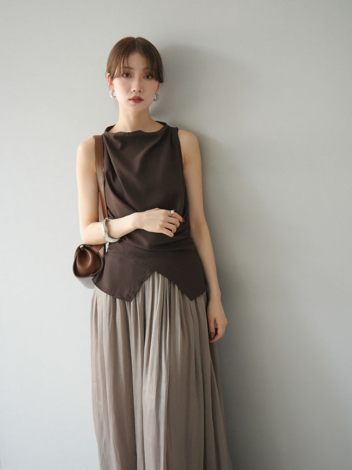 [SET]ノースリーブトップス＆シャイニーフレアスカートSET UP/(2set)