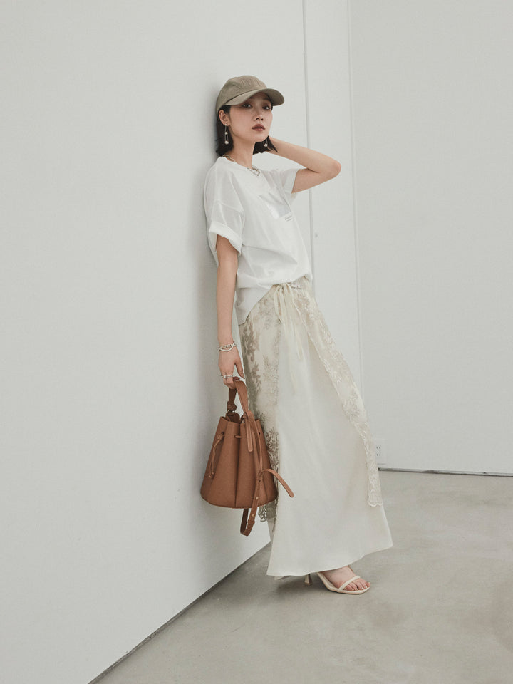 [套裝] 燙金印花乾爽棉質 TEE + 寬鬆窄裙 (2 套)