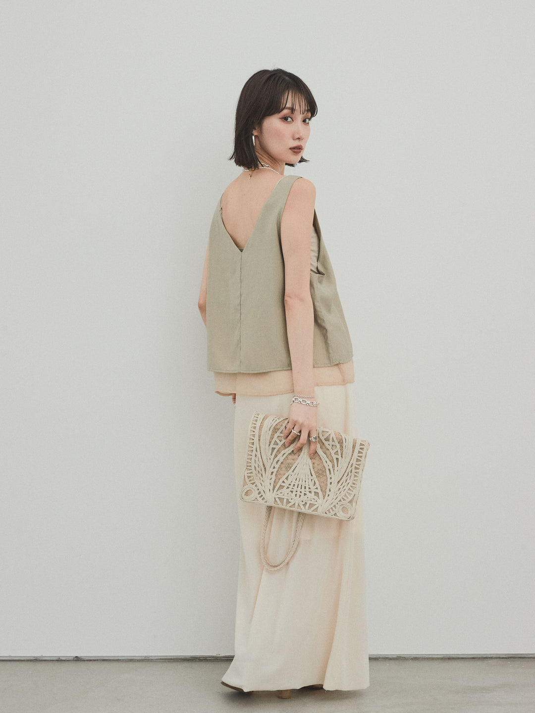 [予約]ベロアナロースカート/アイボリー