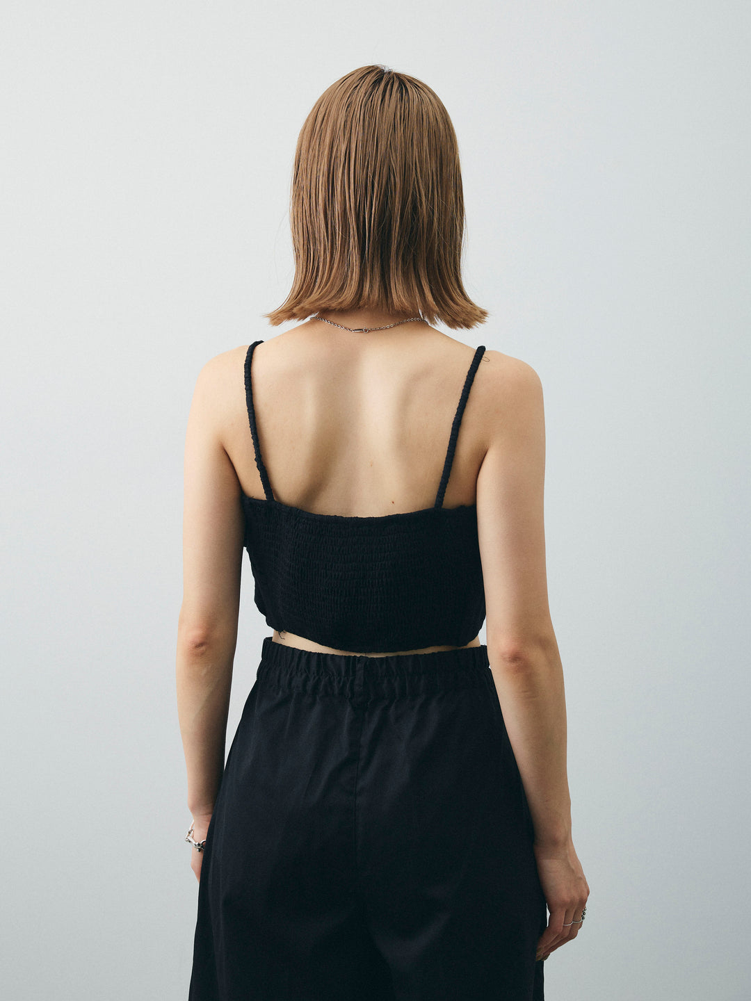 [予約]リネンライクカシュクールデザインビスチェ/ブラック