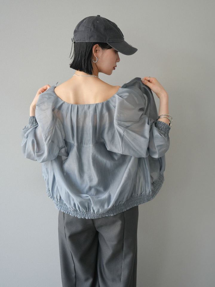 [SET]タックデザインシアーブルゾン+ヘザーツイルベルト付ベアサロペット(2set)