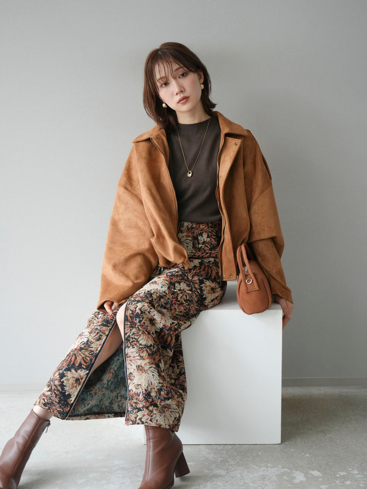 [SET] 麂皮外套上衣 + 小領法式針織上衣（2 組）