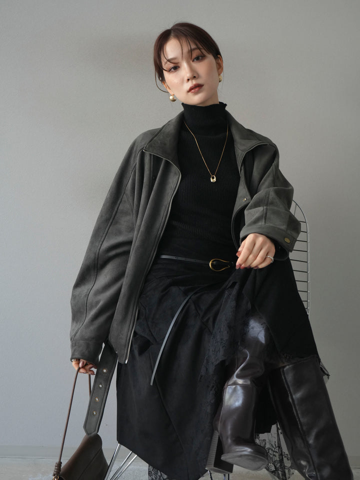 [予約]スエードライダースミドルジャケット/black