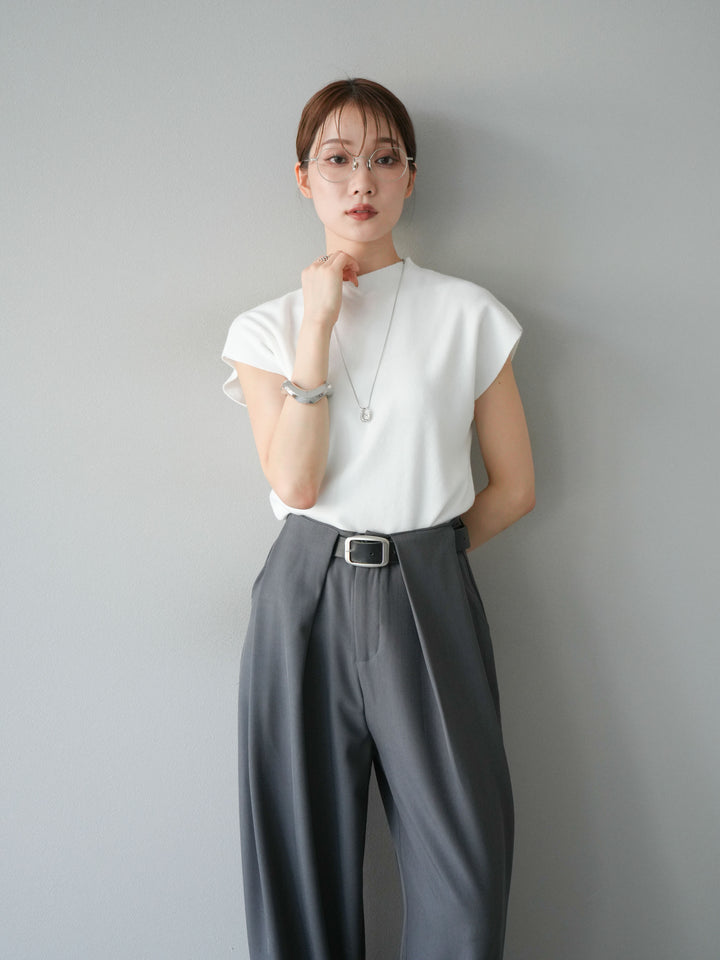 [予約]プチネックフレンチニットトップス/ホワイト