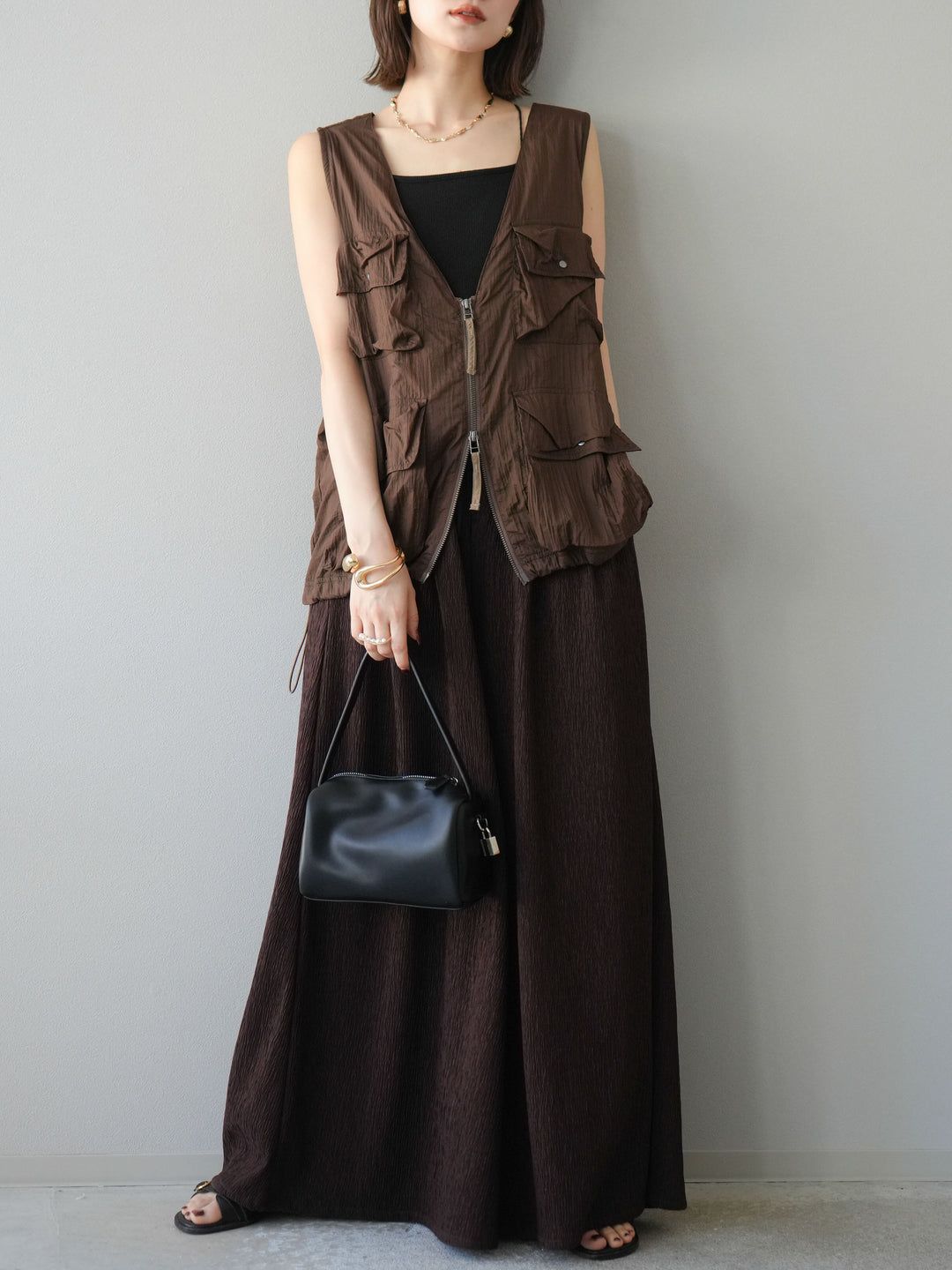 [予約]ナイロンBIGポケットシアーベスト/ブラウン