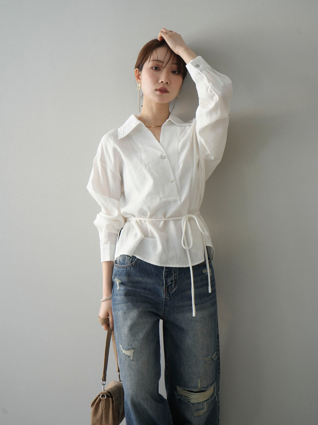 [SET]Vネック変形ラインシャツ+Vネック変形ラインシャツ(2set)