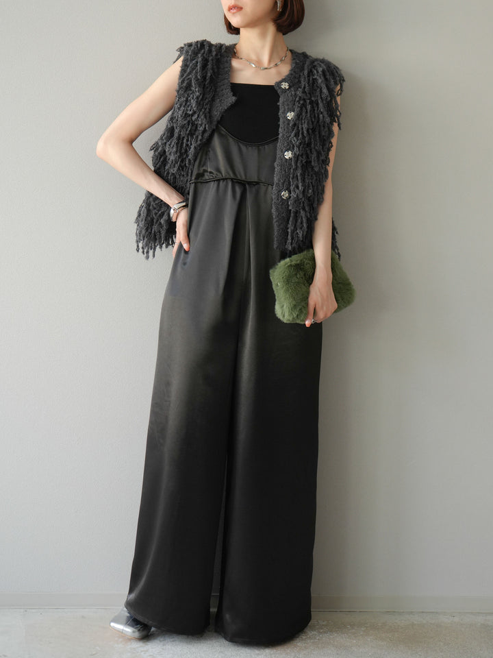 [予約]フリンジループニットベスト/チャコール